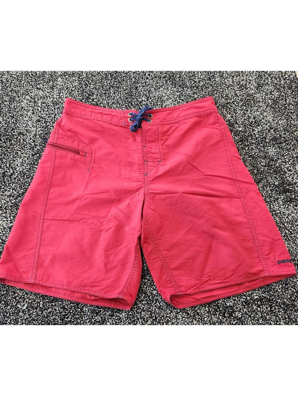 Patagonia Wavefarer Swim Board Shorts Trunks Unlined Solid Red Men Size 30 Surf